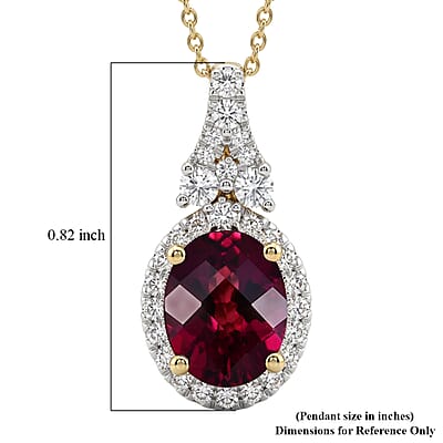 Certified & Appraised AAA Usambara Color Change Garnet and Luxuriant Lab Grown Diamond G-H SI 2.87 ctw Pendant Necklace in 10K Yellow Gold (18 Inches)