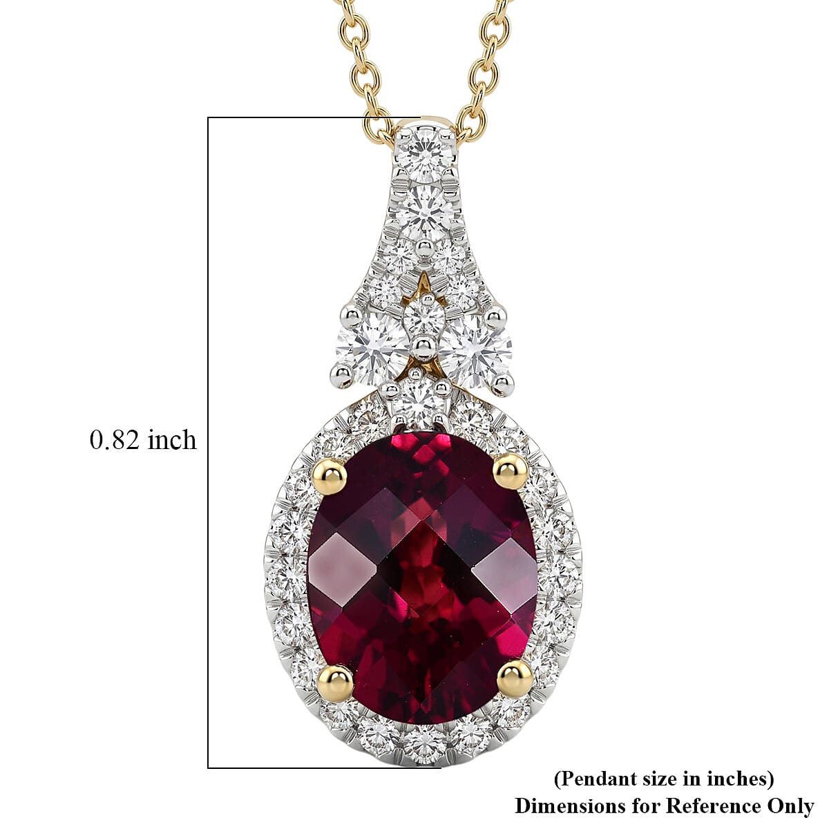 Certified & Appraised AAA Usambara Color Change Garnet and Luxuriant Lab Grown Diamond G-H SI 2.87 ctw Pendant Necklace in 10K Yellow Gold (18 Inches)