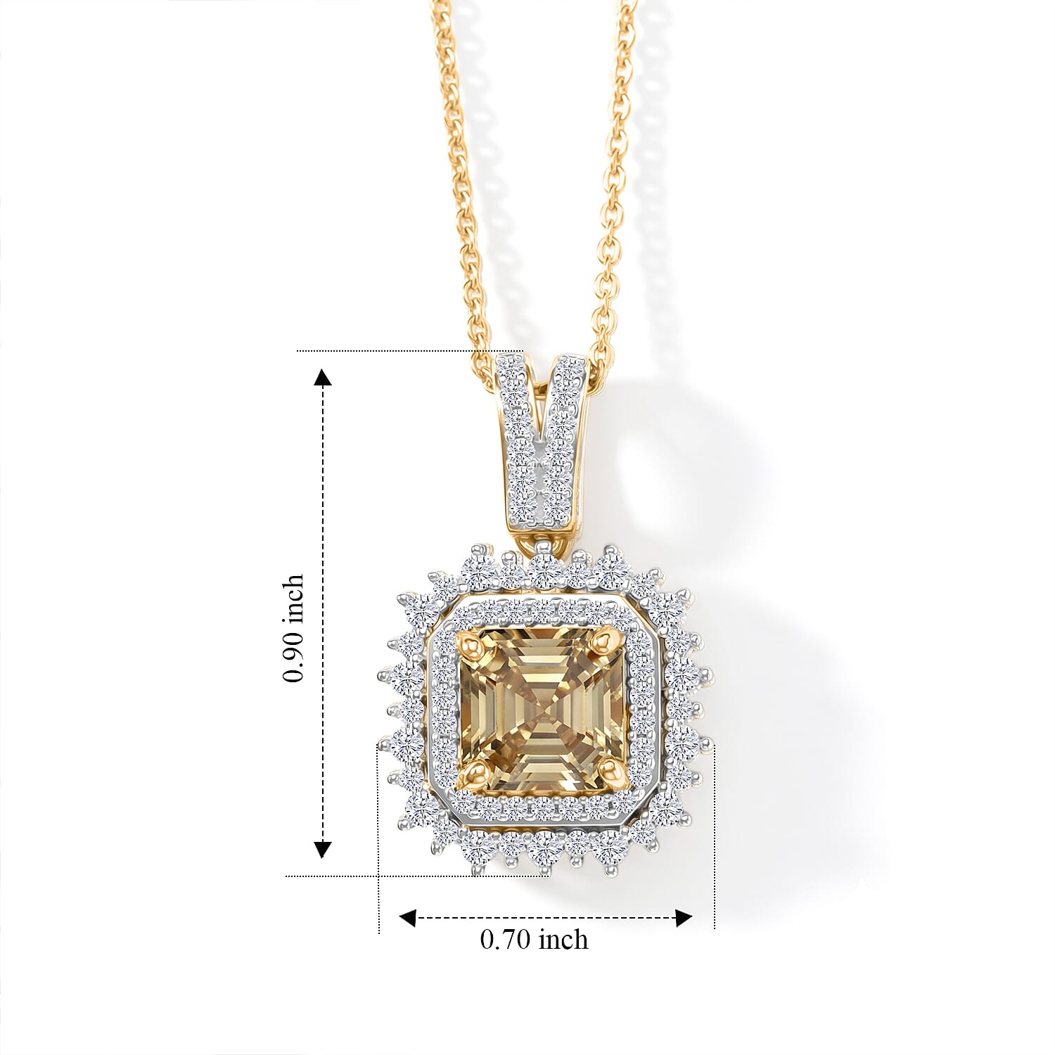 D'Joy AAA Turkizite and Moissanite 2.40 ctw Pendant Necklace in 18K Vermeil Yellow Gold Over Sterling Silver 20 Inches