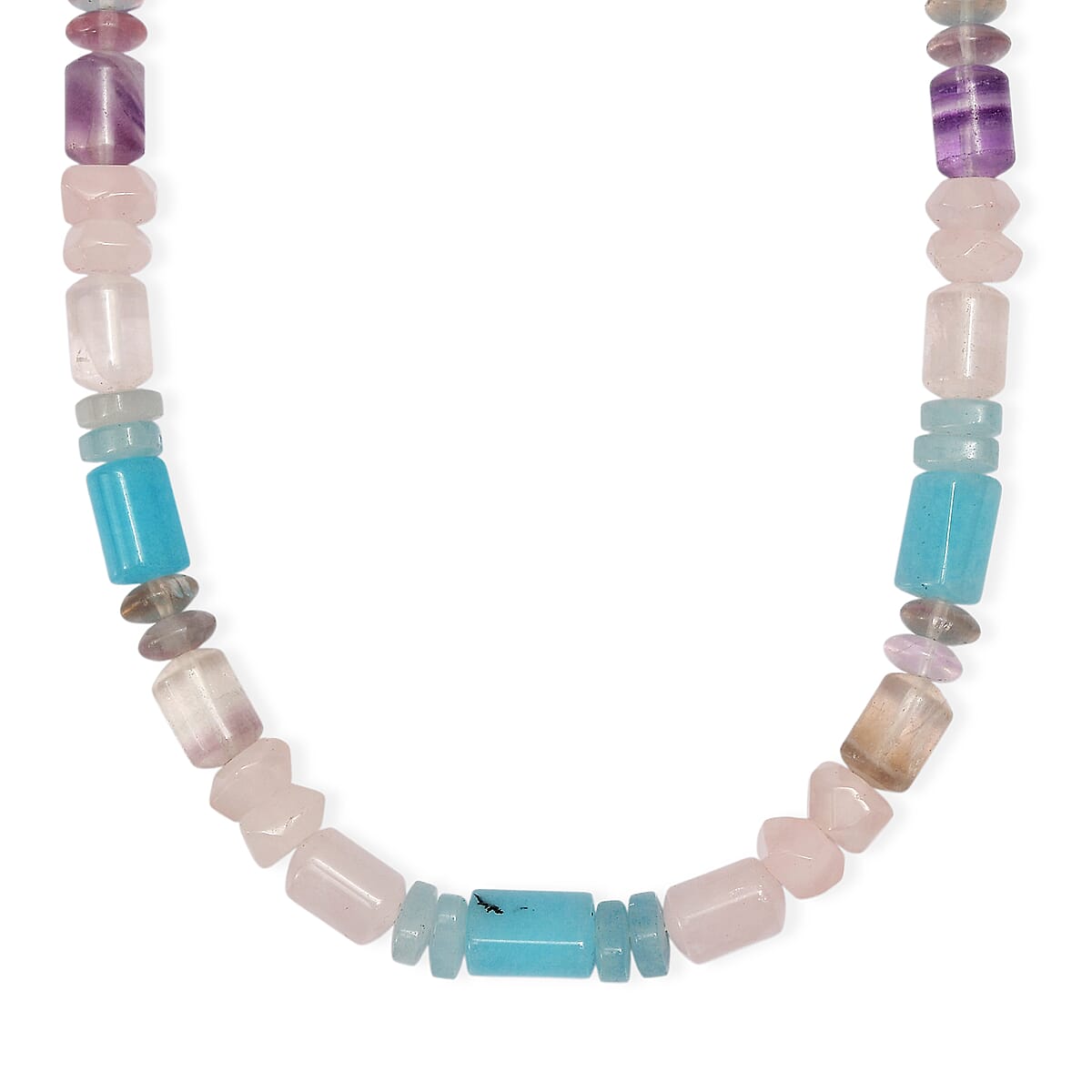EverTrue Multi Gemstone 405.00 ctw Beaded Stretch Bracelet and Necklace 20 Inches in Platinum Bond image number 3