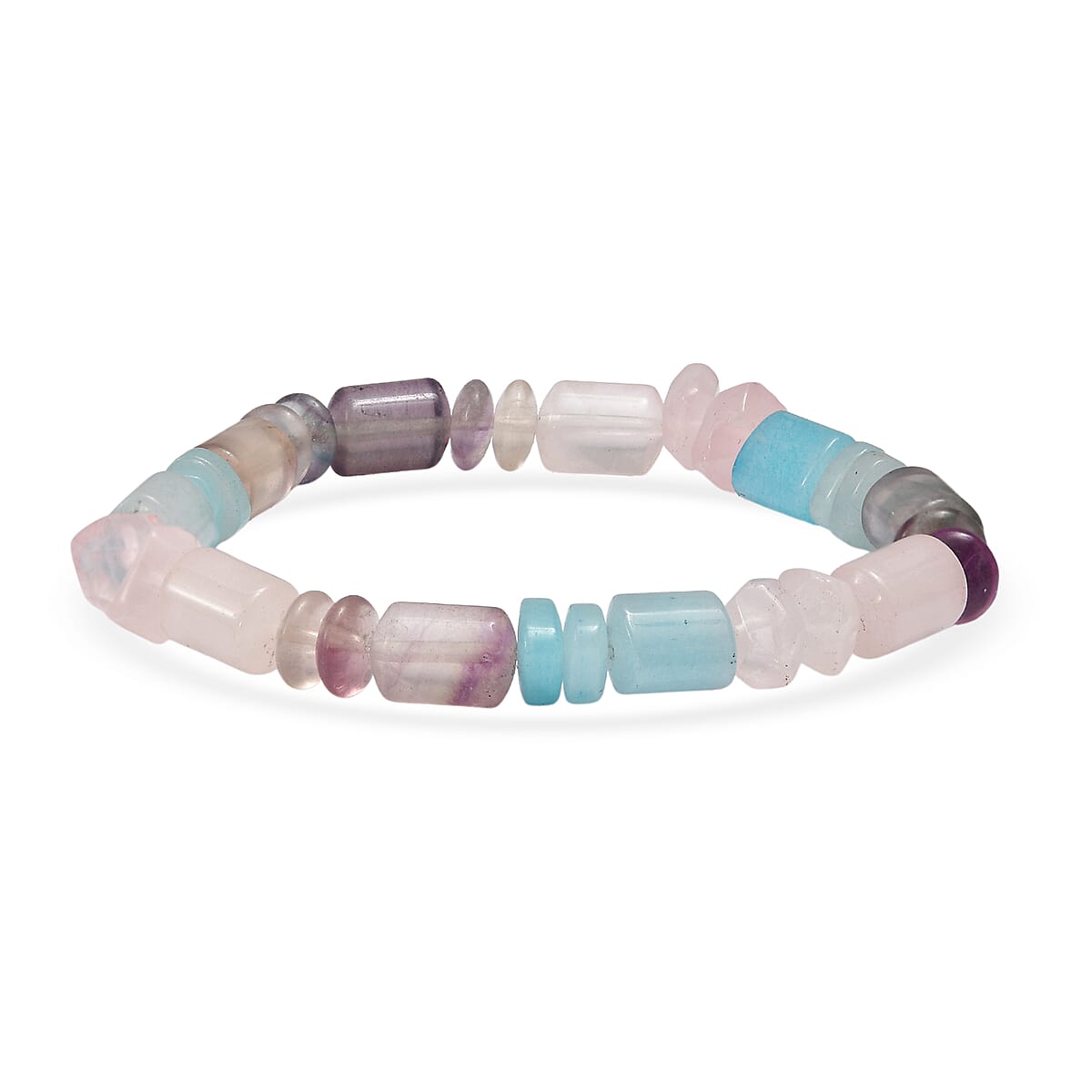 EverTrue Multi Gemstone 405.00 ctw Beaded Stretch Bracelet and Necklace 20 Inches in Platinum Bond image number 6