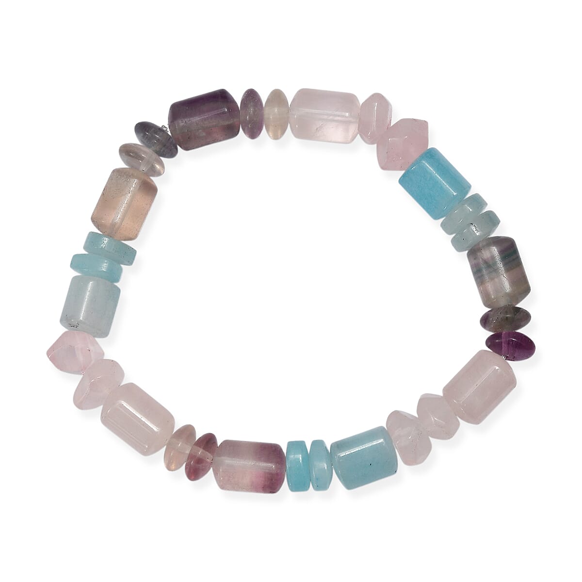 EverTrue Multi Gemstone 405.00 ctw Beaded Stretch Bracelet and Necklace 20 Inches in Platinum Bond image number 7