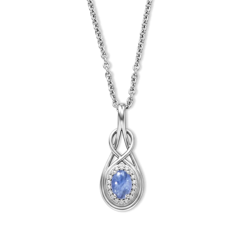 D'Joy Tanzanite and White Zircon 0.70 ctw Pendant in Rhodium Over Sterling Silver with Stainless Steel Necklace 20 Inches