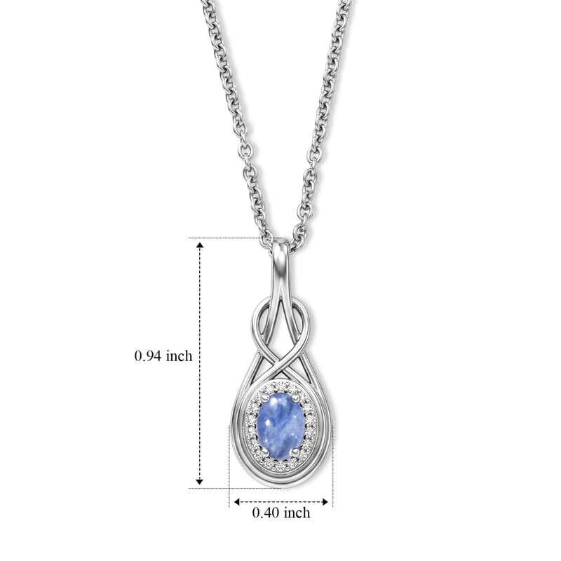 D'Joy Tanzanite and White Zircon 0.70 ctw Pendant in Rhodium Over Sterling Silver with Stainless Steel Necklace 20 Inches