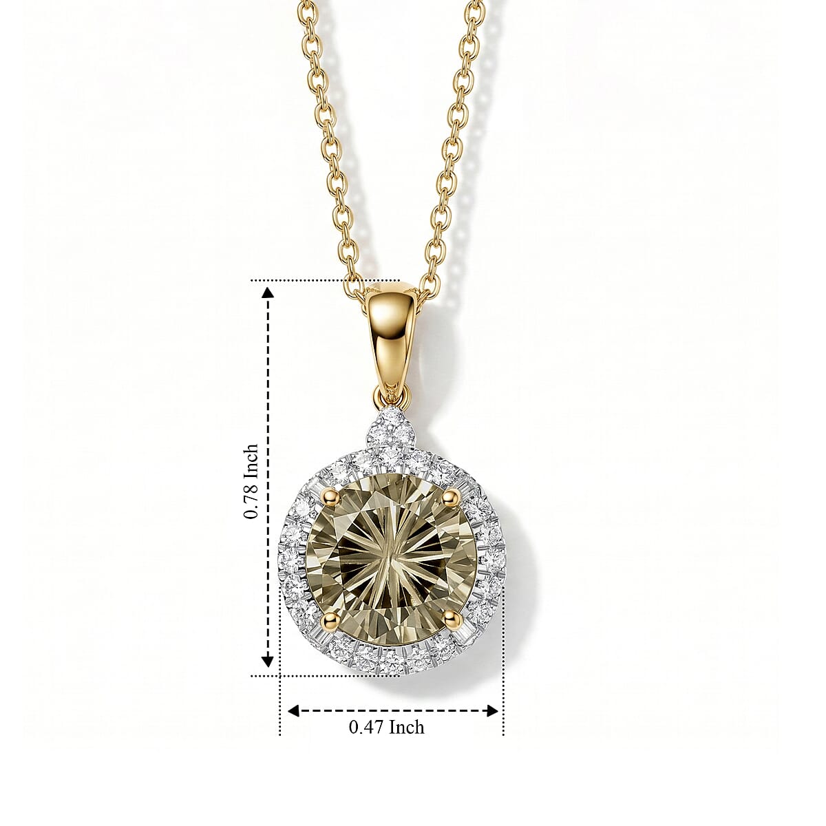 Certified & Appraised Luxoro 10K Yellow Gold AAA Hanabi Cut Turkizite, Diamond (I2) (0.24 cts) Pendant Necklace (18 Inches) 3.40 ctw image number 3