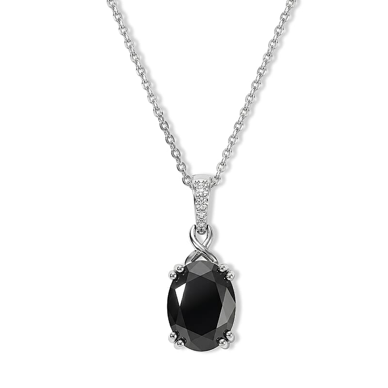 D'Joy Silver Sapphire and White Zircon 3.70 ctw Pendant Necklace in Rhodium Over Sterling Silver 20 Inches