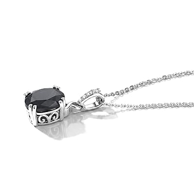 D'Joy Silver Sapphire and White Zircon 3.70 ctw Pendant Necklace in Rhodium Over Sterling Silver 20 Inches