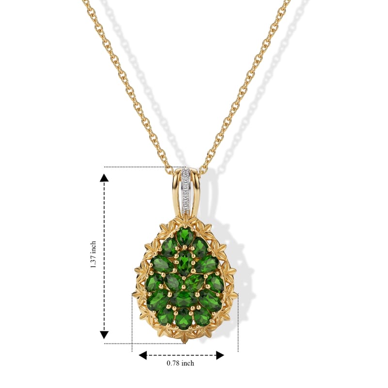 EverTrue Chrome Diopside 3.00 ctw Pendant in 18K YG Plated and Platinum Bond with Stainless Steel Necklace 20 Inches