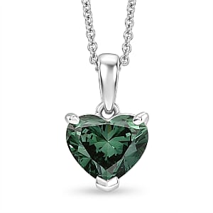 SGL Certified Luxuriant Lab Grown Green Diamond (IR) VS 2.00 ctw Pendant Necklace in 10K White Gold 20 Inches