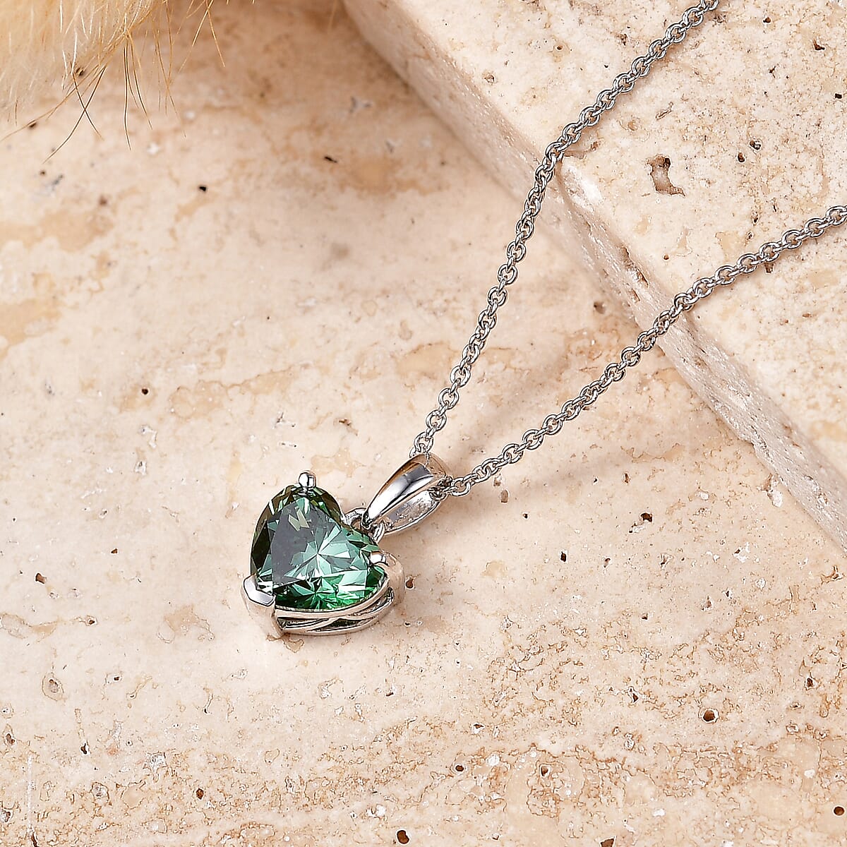 SGL Certified 10K White Gold Luxuriant Lab Grown Green Diamond (IR) (VS) Pendant Necklace (20 Inches) 2.00 ctw image number 1