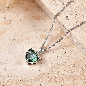 SGL Certified Luxuriant Lab Grown Green Diamond (IR) VS 2.00 ctw Pendant Necklace in 10K White Gold 20 Inches