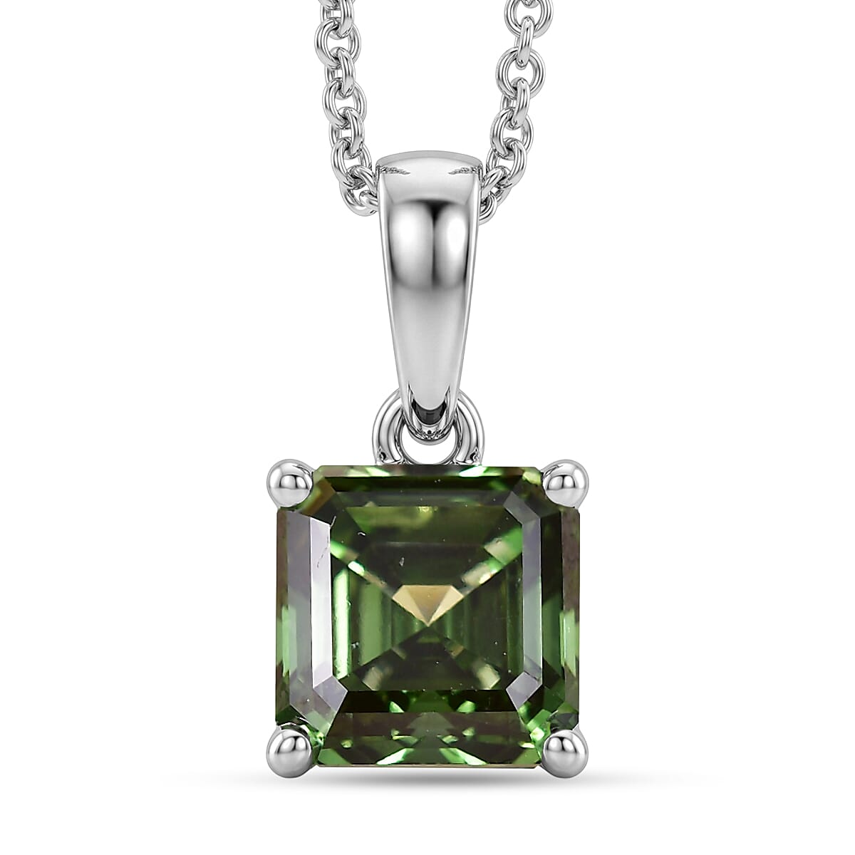 SGL Certified Luxuriant Lab Grown Green Diamond (IR) VS 2.00 ctw Pendant Necklace in 10K White Gold 20 Inches