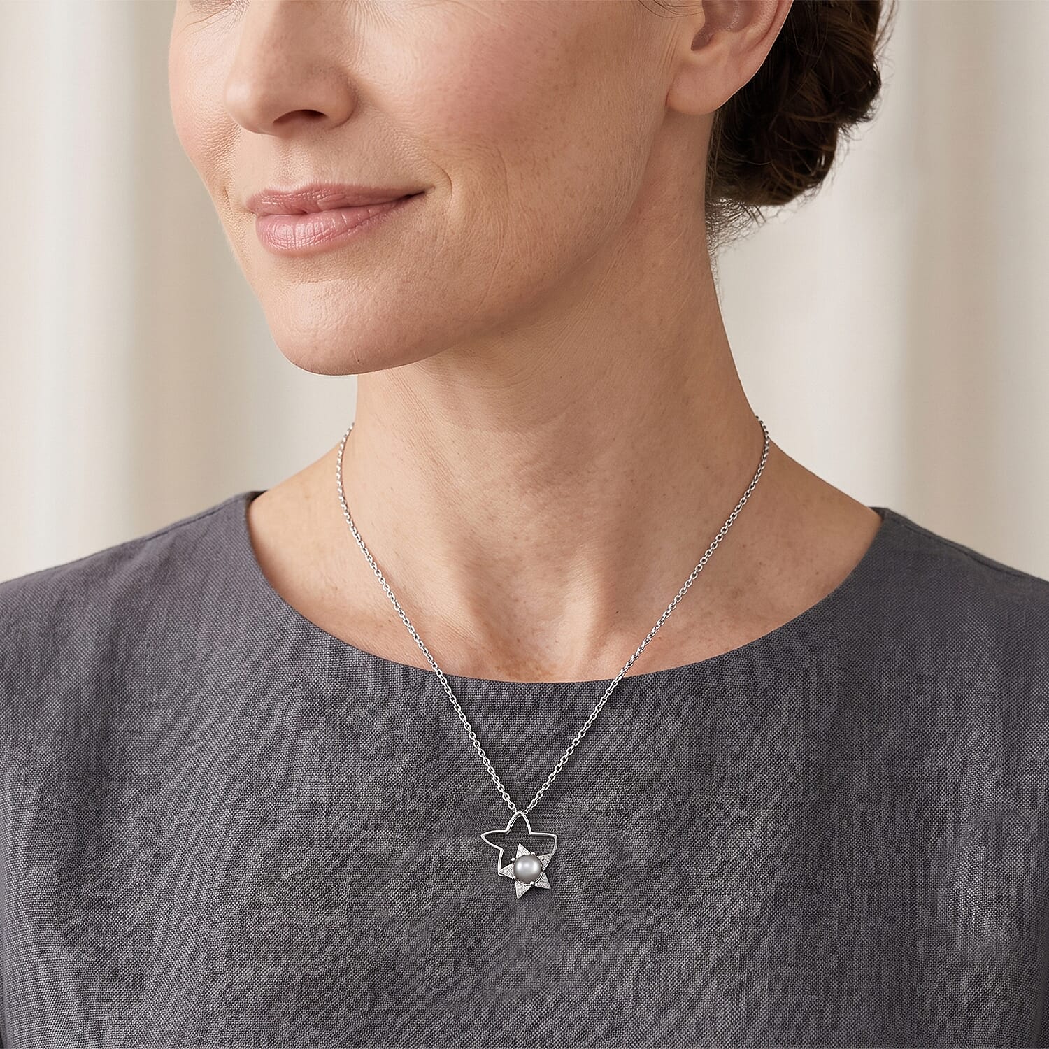 D'Joy Sri Lankan Titanium Moonstone and White Zircon 1.80 ctw Pendant Necklace in Rhodium Over Sterling Silver 20 Inches