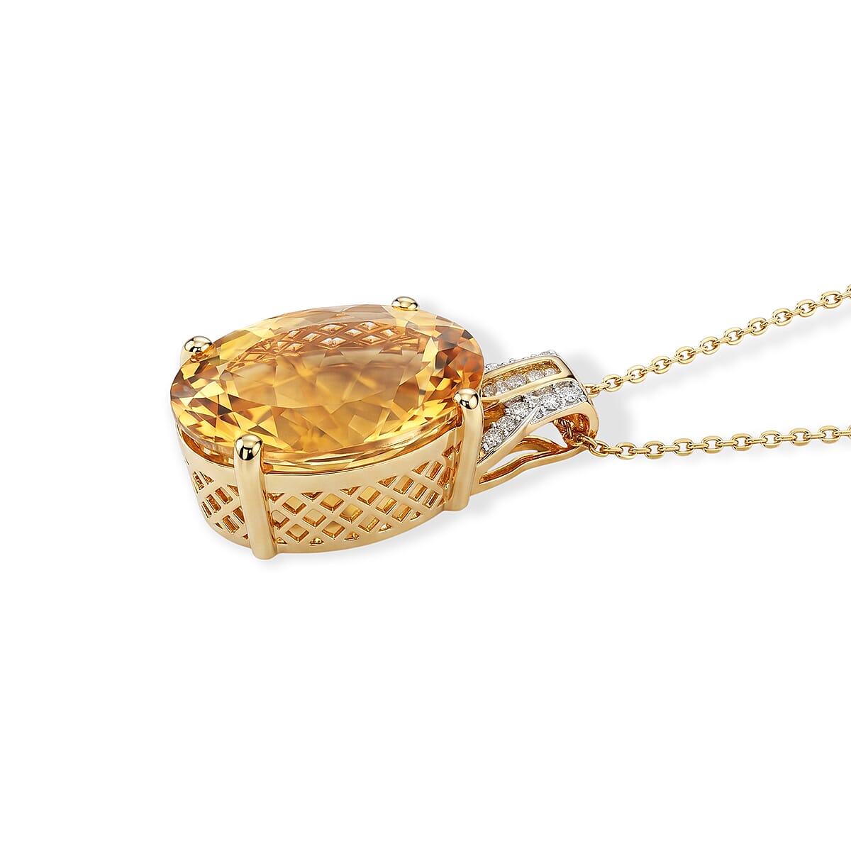 D'Joy Yellow Labradorite, Diamond Pendant Necklace (20 Inches) in 18K Vermeil YG Over Sterling Silver 11.50 ctw image number 3
