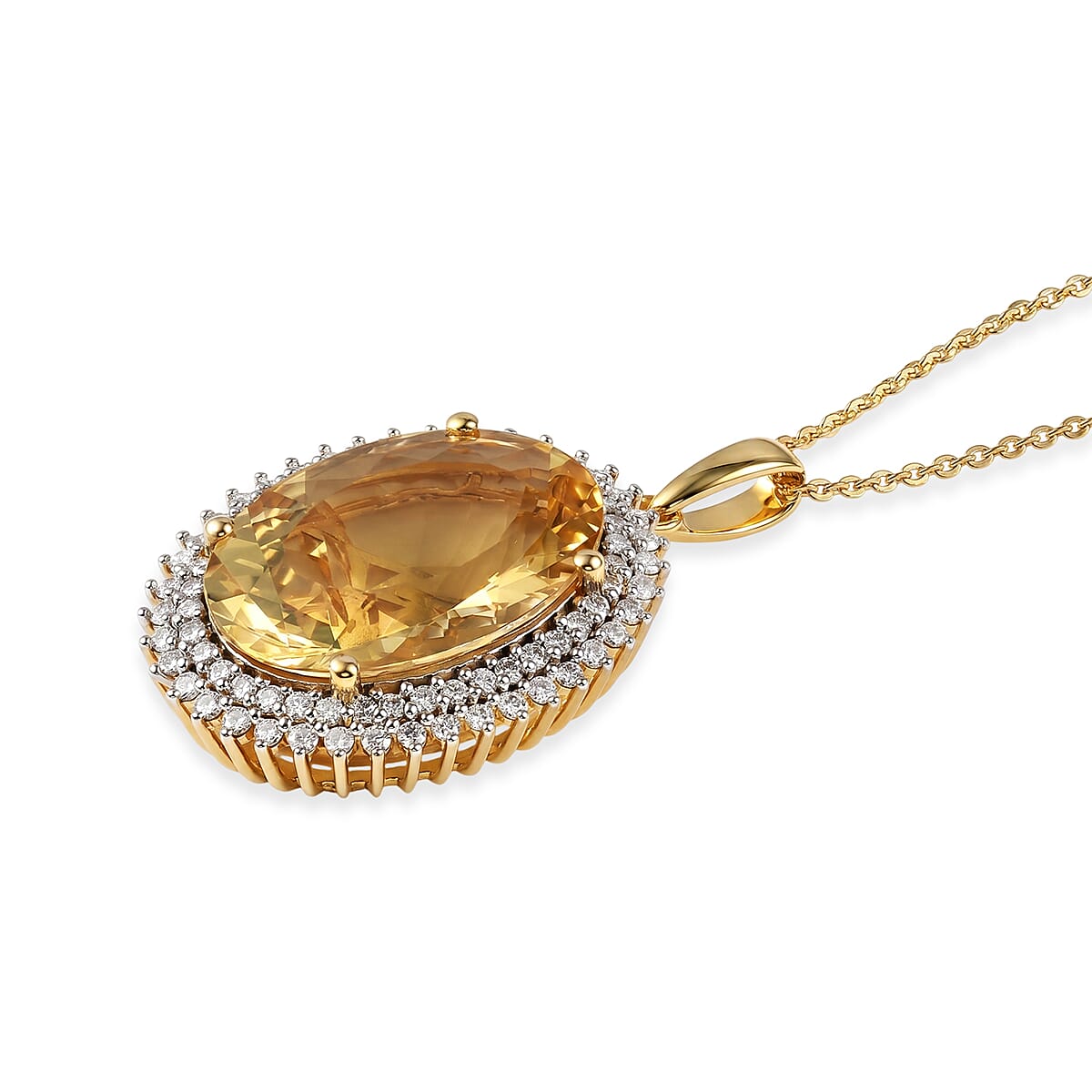 D'Joy Yellow Labradorite and Moissanite 11.20 ctw Pendant Necklace in 18K Vermeil Yellow Gold Over Sterling Silver 20 Inches image number 3