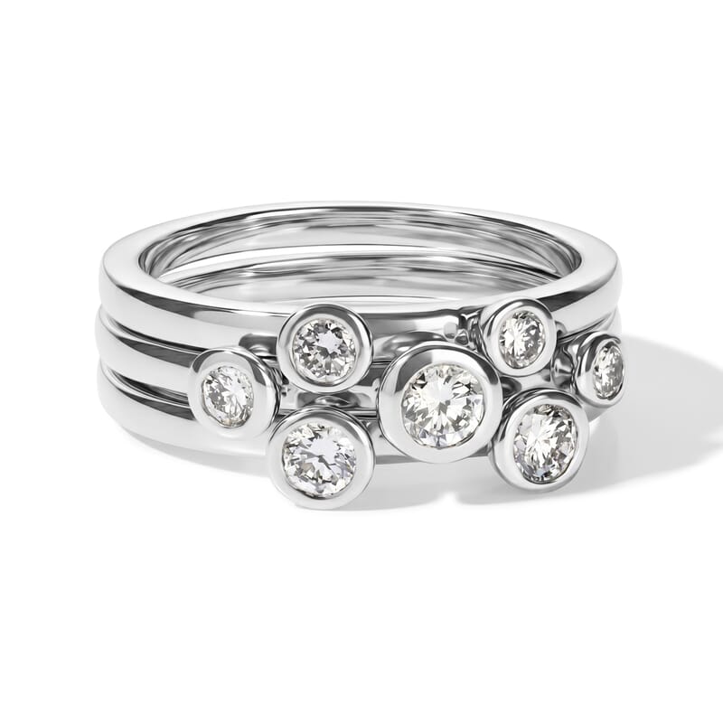 Luxuriant Lab Grown Diamond G-H SI 1.00 ctw Set of 3 Stackable Ring in Rhodium Over Sterling Silver (Size 5.00)