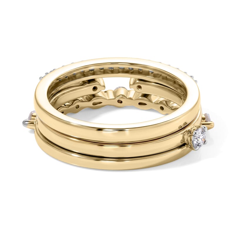 Luxuriant Lab Grown Diamond G-H SI 0.75 ctw Set of 3 Stackable Ring in 18K Vermeil Yellow Gold Over Sterling Silver (Size 5.0)