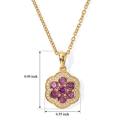 EverTrue AAA Radiant Ember Garnet and Moissanite 1.75 ctw Pendant in 18K YG Plated with ION Plated YG Stainless Steel Necklace 20 Inches