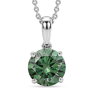SGL Certified Luxuriant Lab Grown Green Diamond (IR) VS 2.00 ctw Pendant Necklace in 10K White Gold 20 Inches