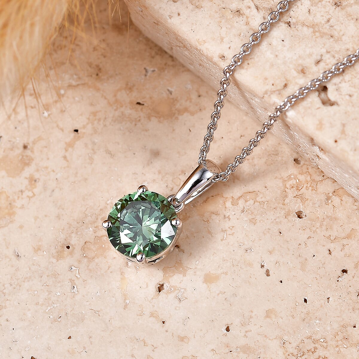 SGL Certified Luxuriant Lab Grown Green Diamond (IR) VS 2.00 ctw Pendant Necklace in 10K White Gold 20 Inches image number 1