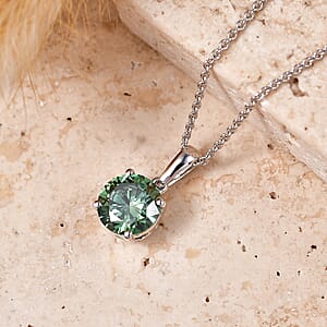 SGL Certified Luxuriant Lab Grown Green Diamond (IR) VS 2.00 ctw Pendant Necklace in 10K White Gold 20 Inches