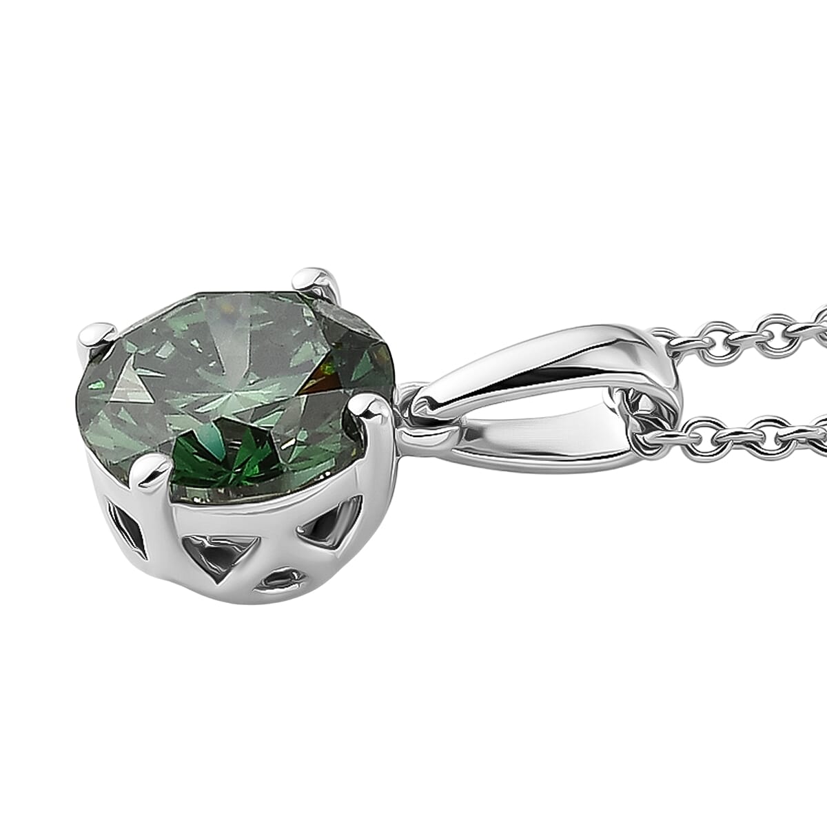SGL Certified Luxuriant Lab Grown Green Diamond (IR) VS 2.00 ctw Pendant Necklace in 10K White Gold 20 Inches image number 3