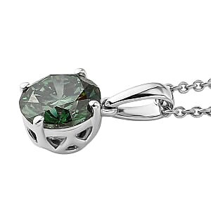 SGL Certified Luxuriant Lab Grown Green Diamond (IR) VS 2.00 ctw Pendant Necklace in 10K White Gold 20 Inches