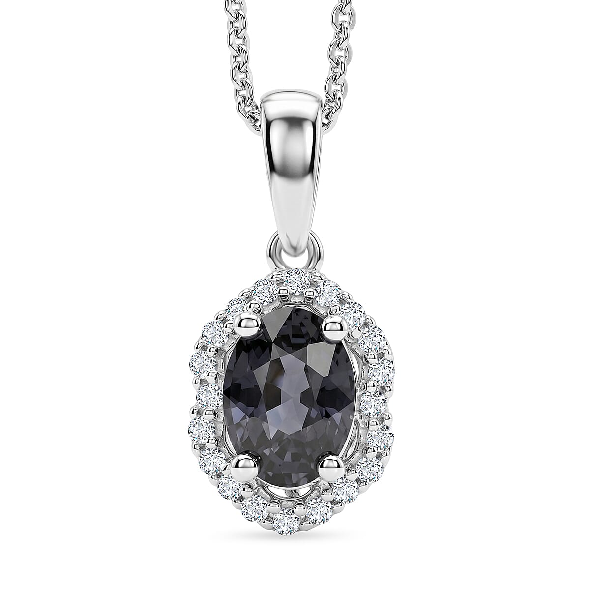 Certified & Appraised D'Joy Premium Platinum Spinel and Moissanite 1.00 ctw Pendant Necklace in Rhodium Over Sterling Silver 18 Inches