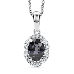Certified & Appraised D'Joy Premium Platinum Spinel and Moissanite 1.00 ctw Pendant Necklace in Rhodium Over Sterling Silver 18 Inches 