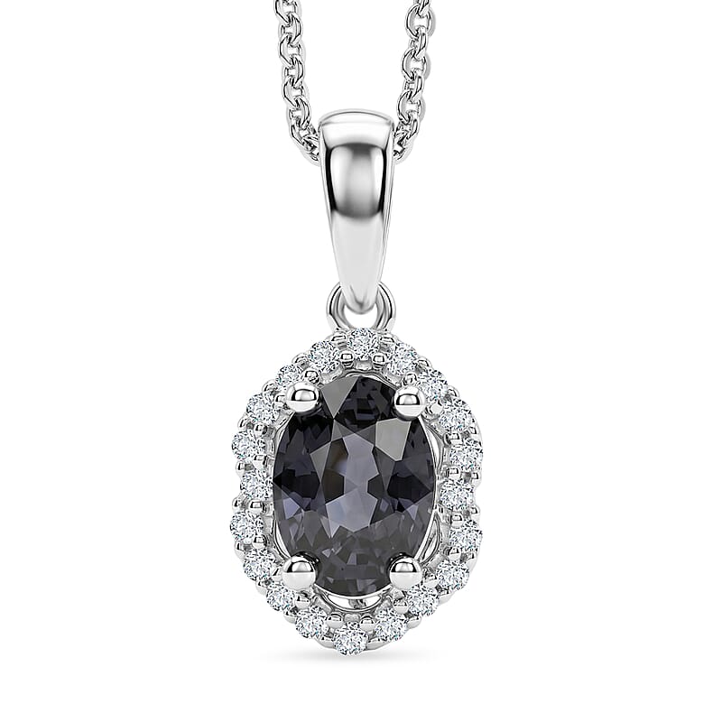 Certified & Appraised D'Joy Premium Platinum Spinel and Moissanite 1.00 ctw Pendant Necklace in Rhodium Over Sterling Silver 18 Inches
