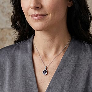 Certified & Appraised D'Joy Premium Platinum Spinel and Moissanite 1.00 ctw Pendant Necklace in Rhodium Over Sterling Silver 18 Inches 