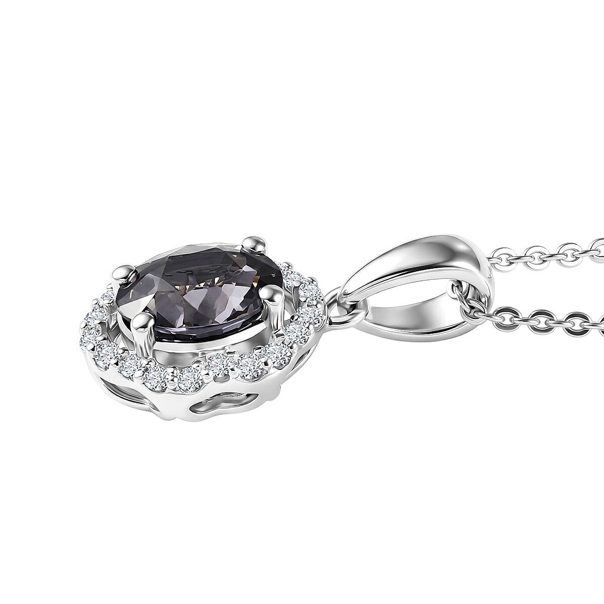 Certified & Appraised D'Joy Premium Platinum Spinel and Moissanite 1.00 ctw Pendant Necklace in Rhodium Over Sterling Silver 18 Inches