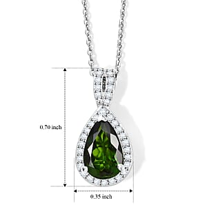 D'Joy Chrome Diopside and Moissanite 1.40 ctw Infinity Crown Pendant Necklace in Rhodium Over Sterling Silver 20 Inches