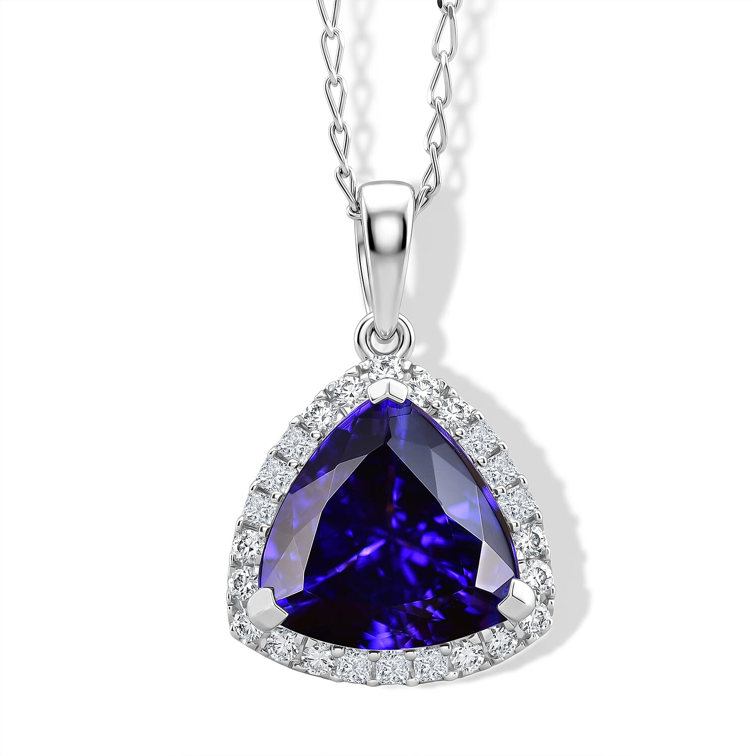 Certified & Appraised Rhapsody 950 Platinum AAAA Tanzanite, Diamond (VS) (0.34 cts) Pendant Necklace (20 Inches) 4.00 ctw