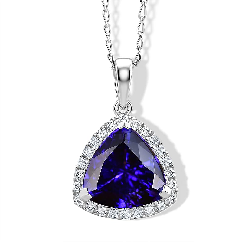 Certified & Appraised Rhapsody AAAA Tanzanite and Diamond VS 4.00 ctw Pendant Necklace in 950 Platinum 20 Inches