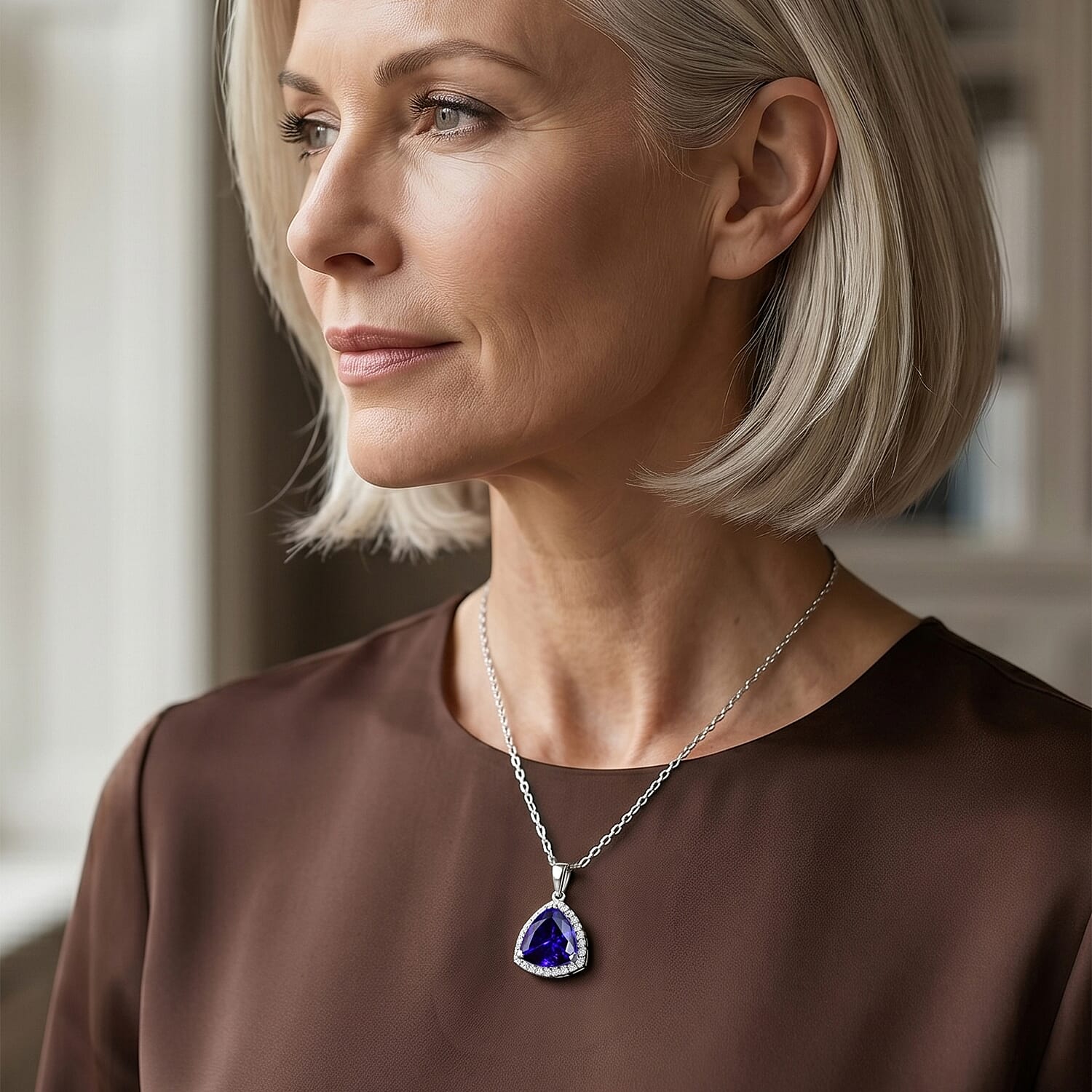 Certified & Appraised Rhapsody AAAA Tanzanite and Diamond VS 4.00 ctw Pendant Necklace in 950 Platinum 20 Inches