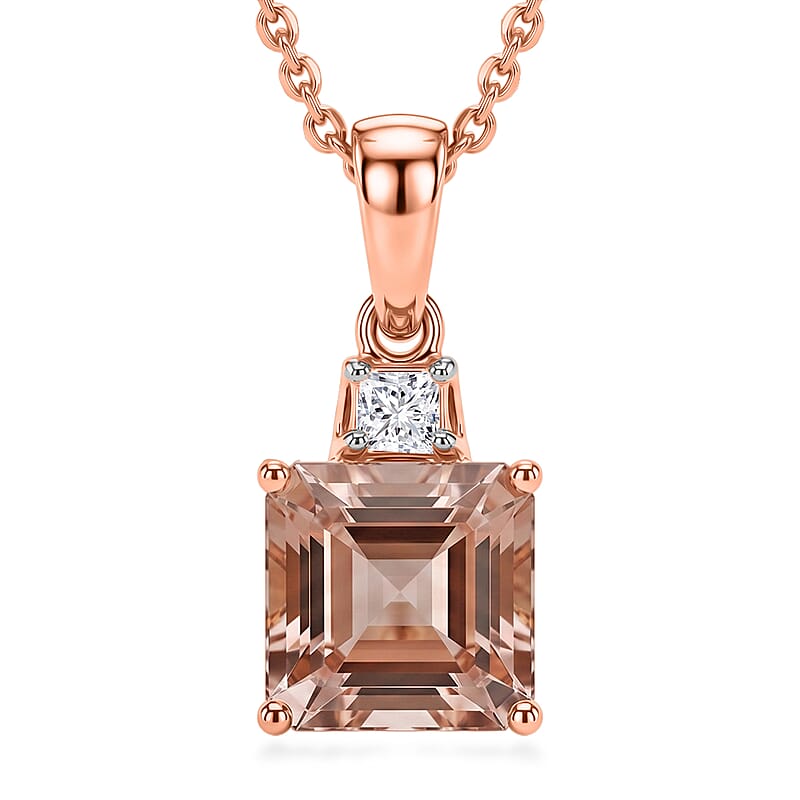 Premium Pink Morganite and Luxuriant Lab Grown Diamond G-H SI 1.55 ctw Blush Romance Pendant Necklace in 18K Vermeil Rose Gold Over Sterling Silver (20 Inches)