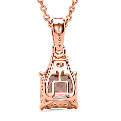 Premium Pink Morganite and Luxuriant Lab Grown Diamond G-H SI 1.55 ctw Blush Romance Pendant Necklace in 18K Vermeil Rose Gold Over Sterling Silver (20 Inches)