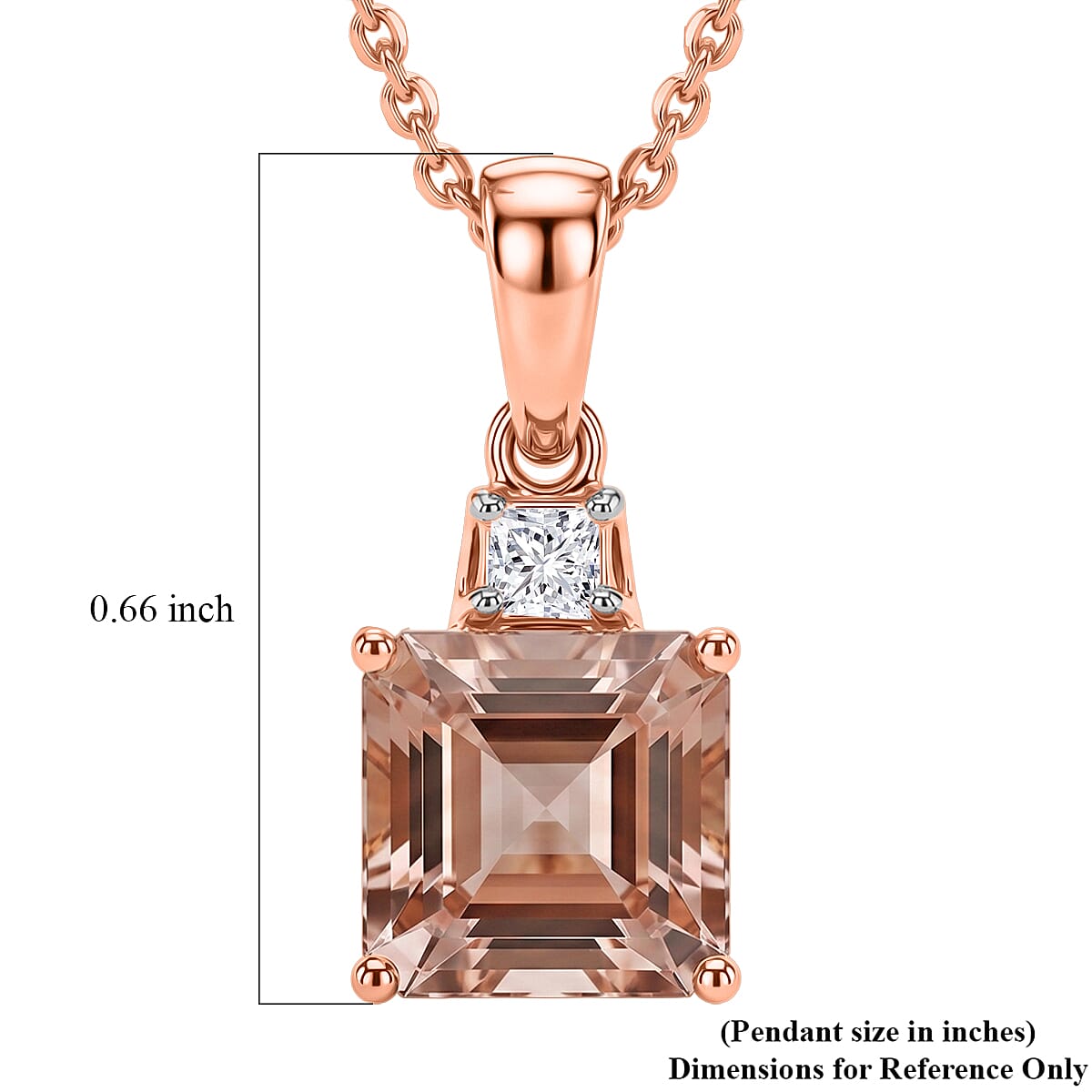 Premium Pink Morganite and Luxuriant Lab Grown Diamond G-H SI 1.55 ctw Blush Romance Pendant Necklace in 18K Vermeil Rose Gold Over Sterling Silver (20 Inches) image number 5