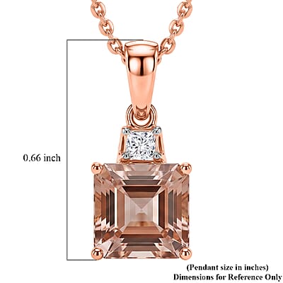 Premium Pink Morganite and Luxuriant Lab Grown Diamond G-H SI 1.55 ctw Blush Romance Pendant Necklace in 18K Vermeil Rose Gold Over Sterling Silver (20 Inches)