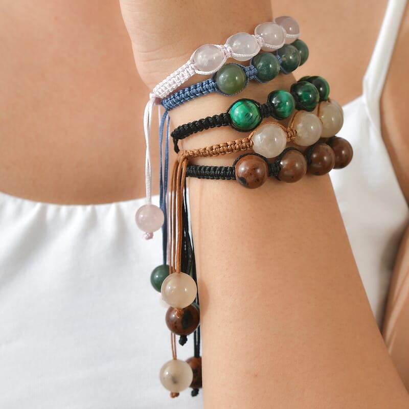 Set of 5 Multi Gemstone 315.00 ctw Shamballa Adjustable Bracelet