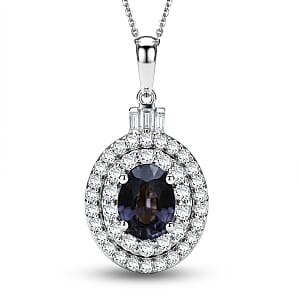 Certified & Appraised D'Joy Premium Platinum Spinel and Moissanite 2.10 ctw Pendant Necklace in Rhodium Over Sterling Silver 20 Inches 