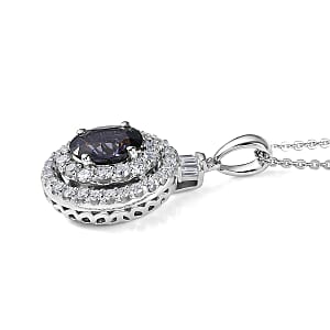 Certified & Appraised D'Joy Premium Platinum Spinel and Moissanite 2.10 ctw Pendant Necklace in Rhodium Over Sterling Silver 20 Inches 