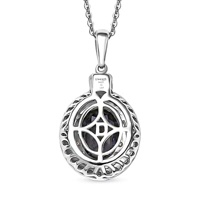 Certified & Appraised D'Joy Premium Platinum Spinel and Moissanite 2.10 ctw Pendant Necklace in Rhodium Over Sterling Silver 20 Inches