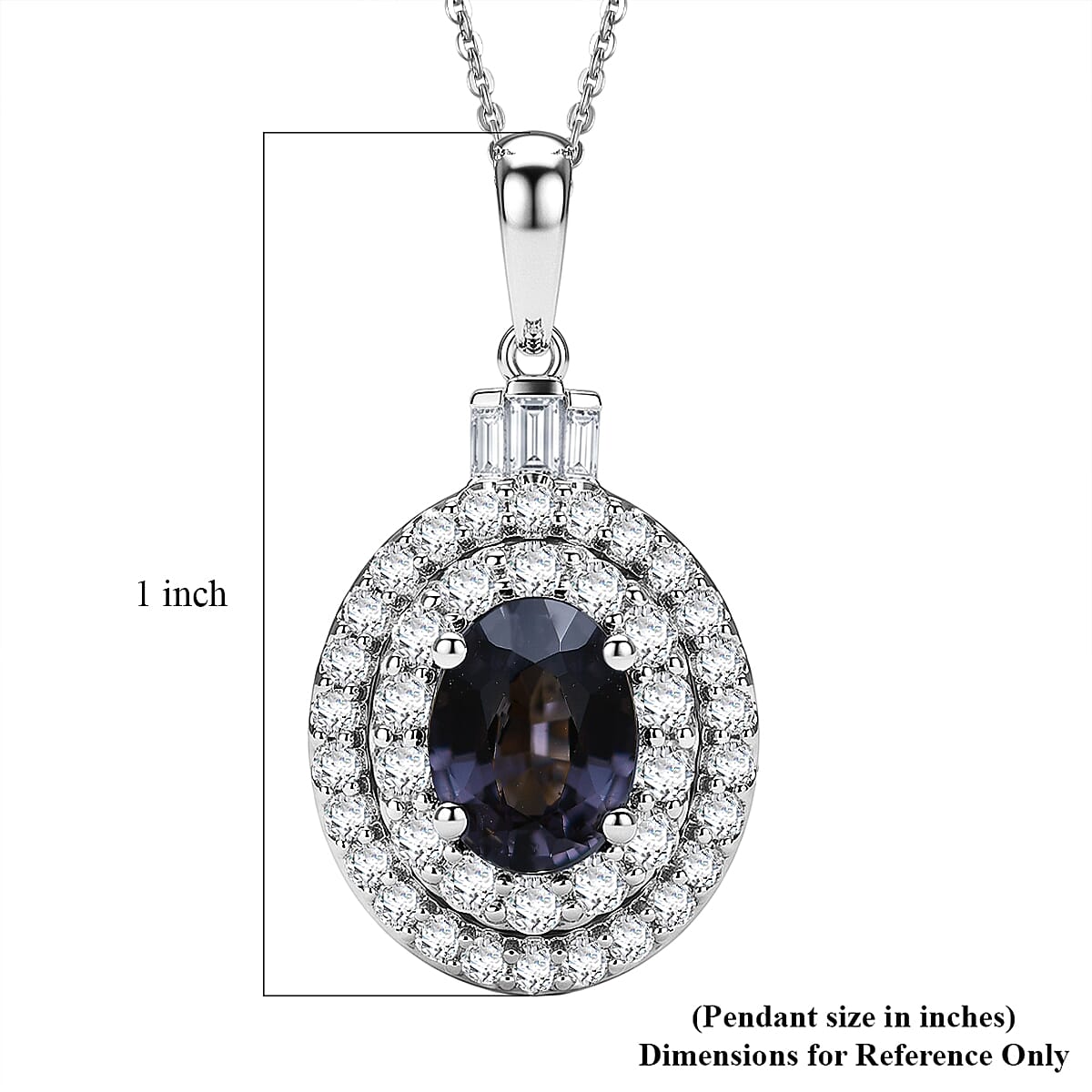 Certified & Appraised D'Joy Premium Platinum Spinel and Moissanite 2.10 ctw Pendant Necklace in Rhodium Over Sterling Silver 20 Inches