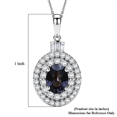 Certified & Appraised D'Joy Premium Platinum Spinel and Moissanite 2.10 ctw Pendant Necklace in Rhodium Over Sterling Silver 20 Inches