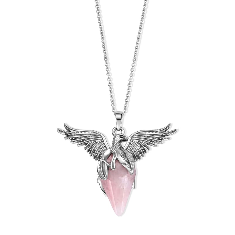 Galilea Rose Quartz 45.00 ctw Pendant in Silvertone with Stainless Steel Necklace 20 Inches