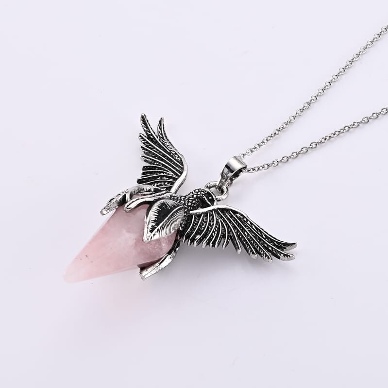 Galilea Rose Quartz 45.00 ctw Pendant in Silvertone with Stainless Steel Necklace 20 Inches