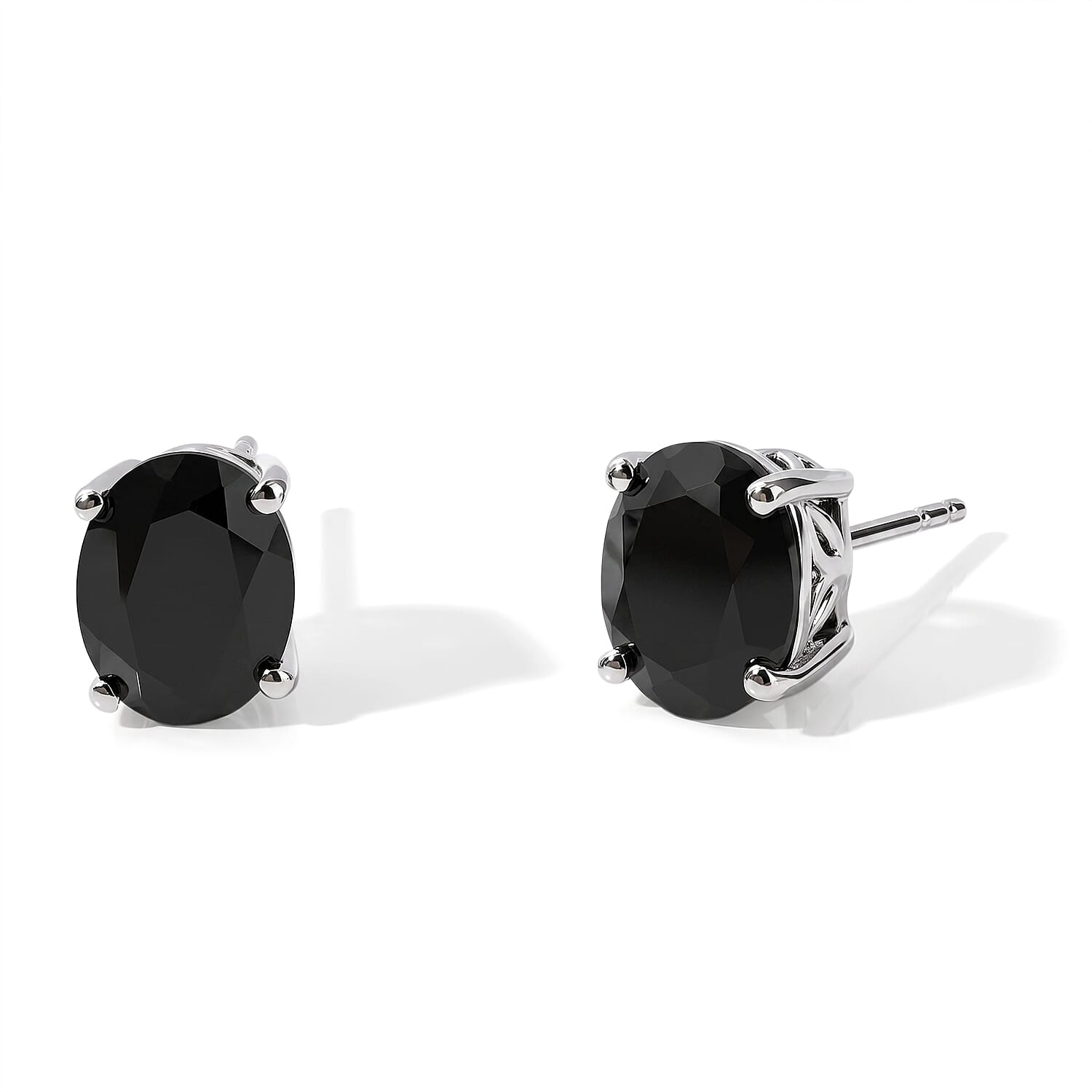 EverTrue Thai Black Spinel 57.20 ctw Bracelet (7.25In) and Solitaire Stud Earrings in Platinum Bond