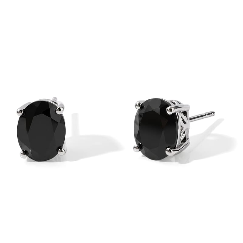 EverTrue Thai Black Spinel 57.20 ctw Bracelet (7.25In) and Solitaire Stud Earrings in Platinum Bond